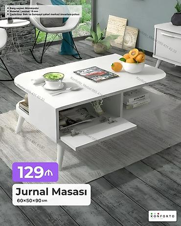 Jurnal masası – 60×50×90 sm • Materyal: 18 mm laminat • Rəng