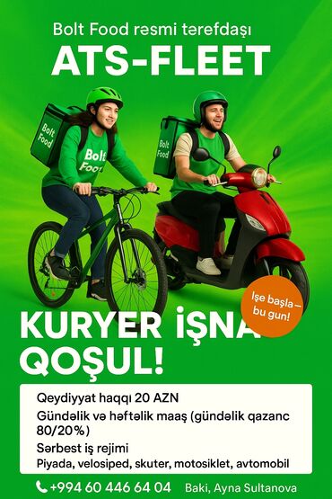 bine is elanlari: Sürücü-kuryer tələb olunur, Şəxsi nəqliyyat vasitəsi ilə, Gündəlik ödəniş, Təcrübəsiz