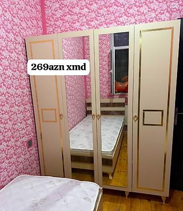 qarderob modelleri: Dörd qapılı paltar şkafı – güzgülü model - Ön hissə: 2 ədəd boy — 9