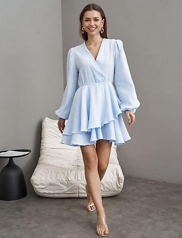 Повседневные платья: Повседневное платье, Made in KG, Лето, Короткая модель, На запах, S, XS — 5