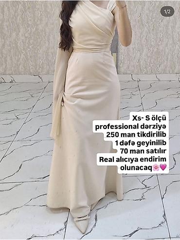 Zərif bej rəngli ziyafət/gecə libası. - Ölçü: XS–S - 250 manata lalafo.az -da Zərif bej rəngli ziyafət/gecə libası. - Ölçü: XS–S - 250 manata