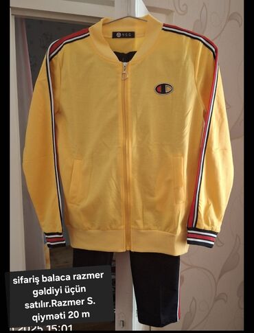 Dəstlər, kostyumlar: Məhsulların təsviri: 1) Ağ iki hissəli dəst - Üst: ağ, fermuarlı — 2