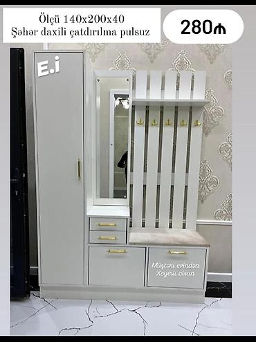 Dolablar: Yeni, 1 qapı, Güzgülü, Boz, Açılan, Düz dolab — 1