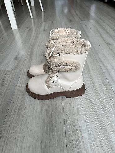 зимний сапоги: Зимние ботинки, молочный цвет - Модель: высокие шнурованные ботинки с — 3