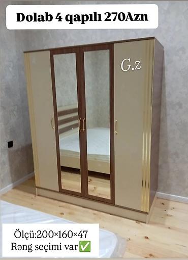 Dörd qapılı geyim dolabı - Ölçü: 200 × 160 × 47 sm - İki orta qapıda