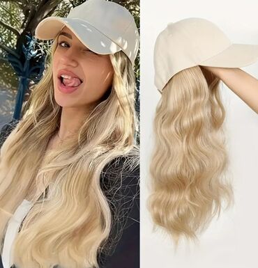 Saç aksesuarları: Baseball papaqlı saç əlavəsi (wig-cap) - Model: papağa bərkidilmiş