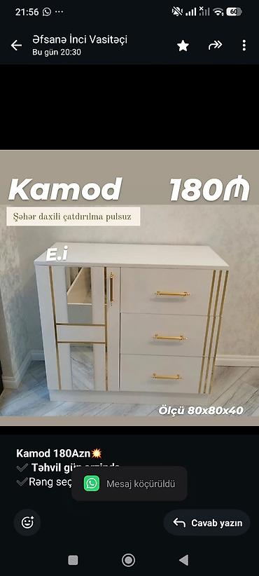 купить комод в баку: *Kamod 180Azn💥* *✔️ Təhvil gün ərzində* ✔️Rəng seçimi var ✔️ Matireal — 1