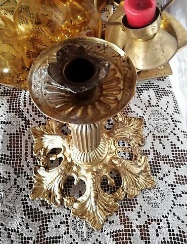 Sveće i svećnjaci: Antique French Gothic style rustični svećnjak 21 x 21 cm!. Antik — 6