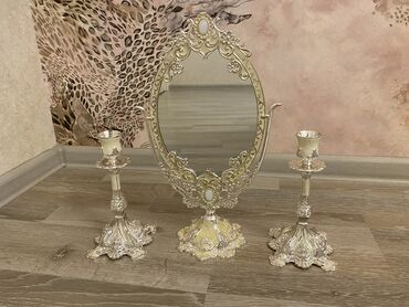 Məişət məhsulları: Güzgü Masaüstü, Oval, Toy üçün, Şamdanla
