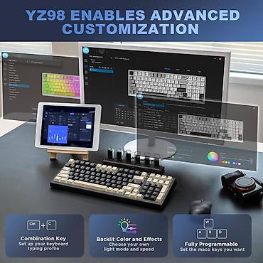 hot: Клавиатура, Yunzii, Механическая, Bluetooth, Проводное подключение, Размер: 100% — 3