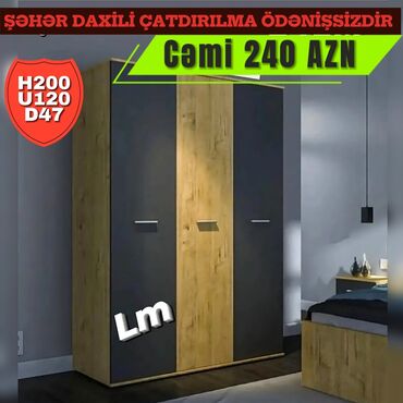 mebel magazalari: Гардеробный шкаф, Новый, 3 двери, Распашной, Прямой шкаф, Азербайджан