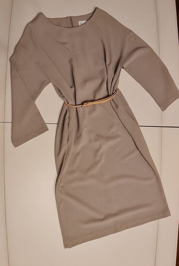платье халат для офиса: Повседневное платье, Осень-весна, Длинная модель, Прямое, M (EU 38)