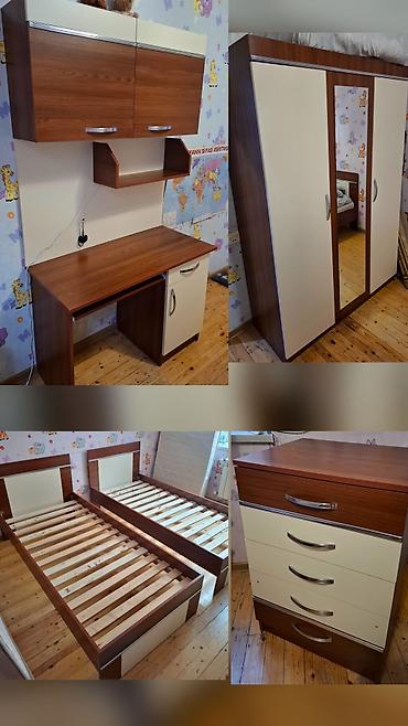 embawood mebelleri qiymetleri: Oğlan və qız üçün, İşlənmiş, 2 təknəfərlik çarpayı, Yazı masası, Dolab, Komod — 1