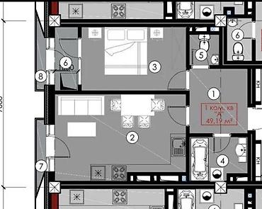 1 кв: 1 комната, 49 м², Таш-Рабат ТРЦ 5 этаж — 4