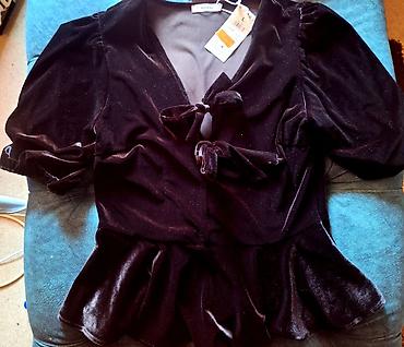 patike balmain: Velvet top/bluza sa peplum krojem - Materijal: meki, sjajni baršun - — 1