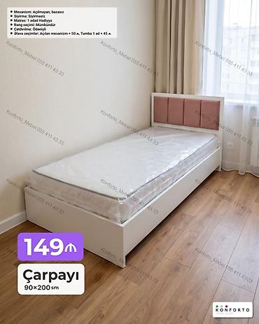 Çarpayı – 90×200 sm • Model: Bazasız, açılmayan mexanizm • Sıyırma