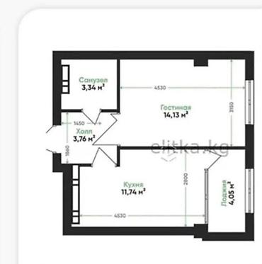 1 комната, 37 м², Тунгуч мкр Элитка, 3 этаж, ПСО (под самоотделку)
