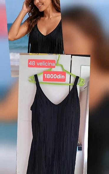 prodaja prstenja: Crna haljina/kupaci sa resama - Model: ravna midi silueta sa dubokim — 1