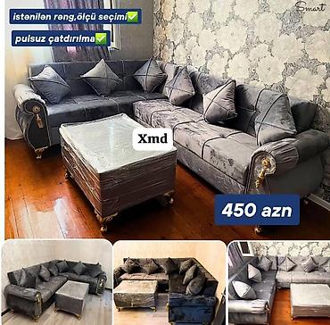 kuxna stol stul divan: Künc divan dəsti – yumşaq velvet/parça üzlük, dekorativ tikişlər və — 1