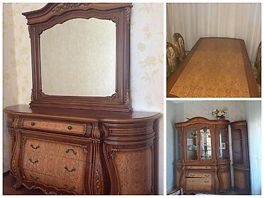 salon bas vanasi: Klassik üslubda tam dəst qonaq otağı mebeli - Material: Təbii ağac — 1