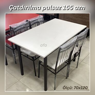 Qida məhsulları: Restoran, kafe, bağ, mətbəx və s üçün masa destleri Masa + 4 Stul 155