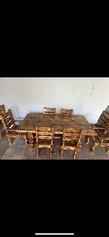 Balkon üçün, Yeni, Açılmayan, Dördbucaq masa, 8 stul