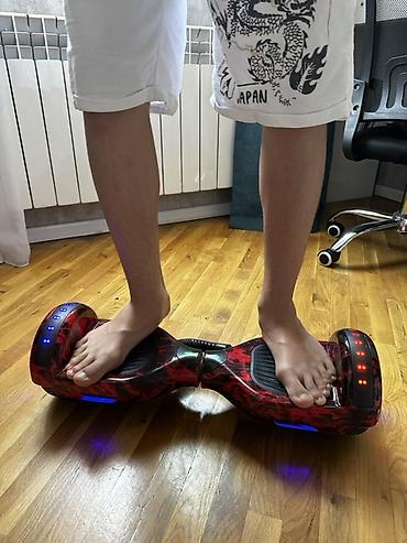 Гироскутеры: Qırmızı-alov naxışlı hoverboard (self-balance skuter) - Təkər ölçüsü — 5