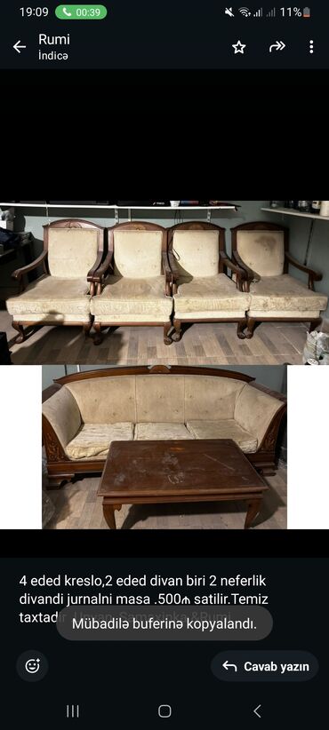 Mebel: Divan, 4 kreslo