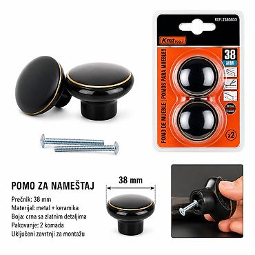 Komode: KMT Drška od crne keramike zlatne ivice 2385855 Elegantne okrugle — 1