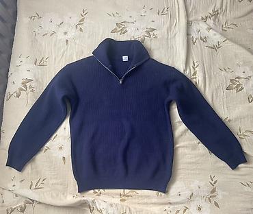 Тёплый мужской свитер-полувер с воротником на молнии (half-zip) -