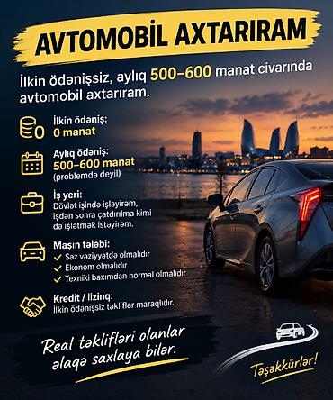 byd kreditle satisi: Salam. İlkin ödənişsiz, aylıq 500–600 manat civarında avtomobil — 1