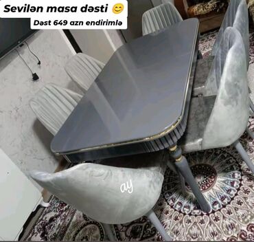Masa və oturacaq dəstləri: Sevilən masa dəsti – endirimlə 649 AZN - Dəst: Masa + 6 ədəd stul -