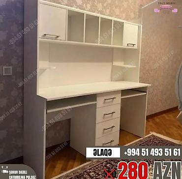 masaustu dest: Ağ rəngli funksional iş/stolüstü dəst - Üst hissədə açıq rəf bölmələri — 1