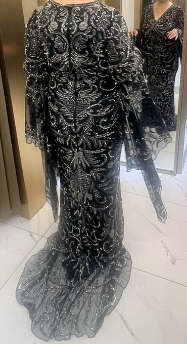 Ziyafət donları: Qaraya çalan yaşıl rəngli, uzun ziyafət/libas - Material: şəffaf — 10