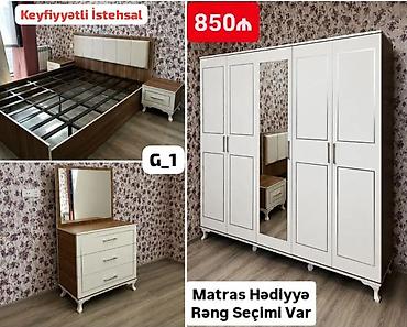 ayna qapi: Yataq otağı dəsti – model G_1 Tərkibi: - Taxta karkaslı iki nəfərlik — 1