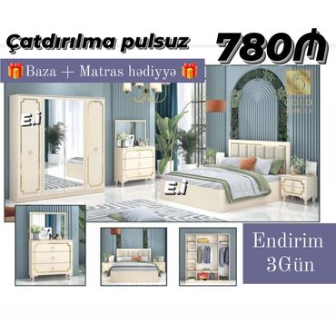 ikinci el laminat: *Yataq dəsti 780Azn 🎁Baza + Matras hədiyyə🎁* ✔️Rəng seçimi var ✔️ Ölçü