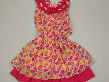 sukienka w kwiaty z bufiastymi rękawami: Sukienka, 5-6 lat, 110-116 cm, stan - Idealny