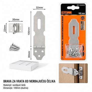 KMT traka/zasun za vrata od nerđajućeg čelika – 100 mm Opis: -