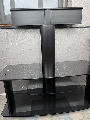 divar rəfləri: Şüşə TV stendi və divara montajlı TV dayağı komplekti - Rəng: qara — 3