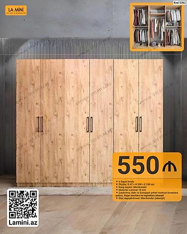 Dolablar: 6 qapılı dolab – minimalist və funksional dizaynlı geniş saxlama — 1