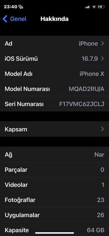 azerbaycan telefon fiyatları iphone: IPhone X, 64 GB, Ağ