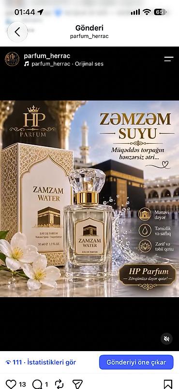 HP Parfum – ətir kolleksiyası 1) Zamzam Water Eau de Parfum – 50 ml -