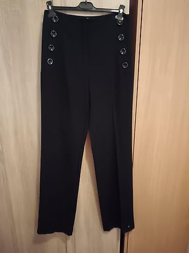 Ženske pantalone PS Fashion – crne, visokog struka, ravnog kroja