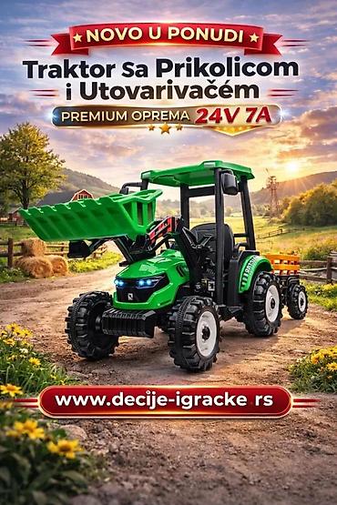 Traktori: Dečiji električni traktor sa prikolicom i utovarivačem – Premium — 1