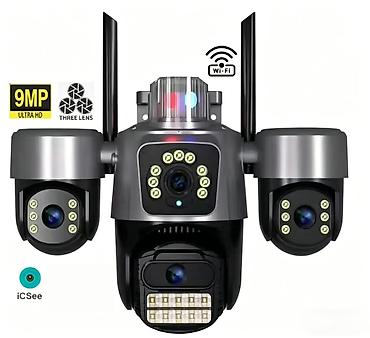 Уличная Wi-Fi PTZ-камера с 3 объективами и 3 экранами, 9 МП, 4K