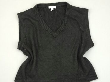 czarne t shirty damskie w serek: Sweter, H&M, S, stan - Bardzo dobry