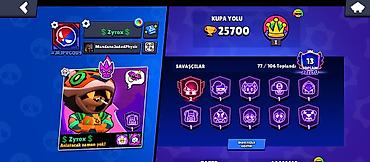 Спортивный инвентарь: Məhsul: Brawl Stars oyun hesabı Xüsusiyyətlər: - Kupa yolu: 25 700 - — 2