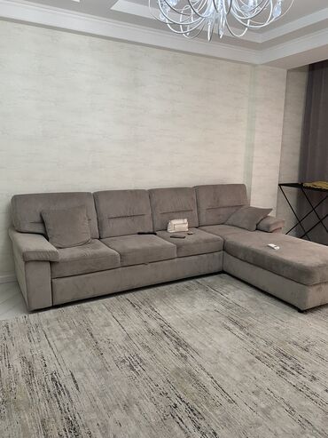 чехол для дивана на заказ: Угловой диван, цвет - Серый, Б/у