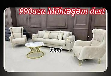 divan masası: Möhtəşəm yumşaq mebel dəsti – 990 AZN Komplektə daxildir: - 1 ədəd 3 — 1