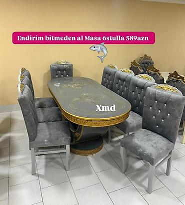 ucuz sfanerler: Qonaq otağı üçün, Yeni, Oval masa, 6 stul — 1